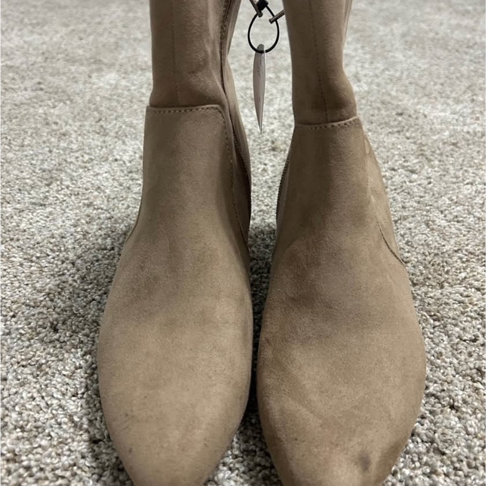 Faux-suede kitten heel ankle booties 7